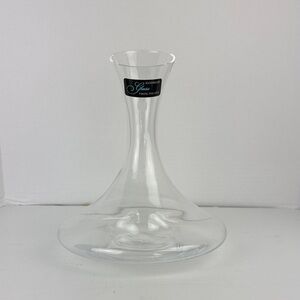 Elegant Clear Glass Decanter NWT 10” tall 9” wide Handmade Poland
